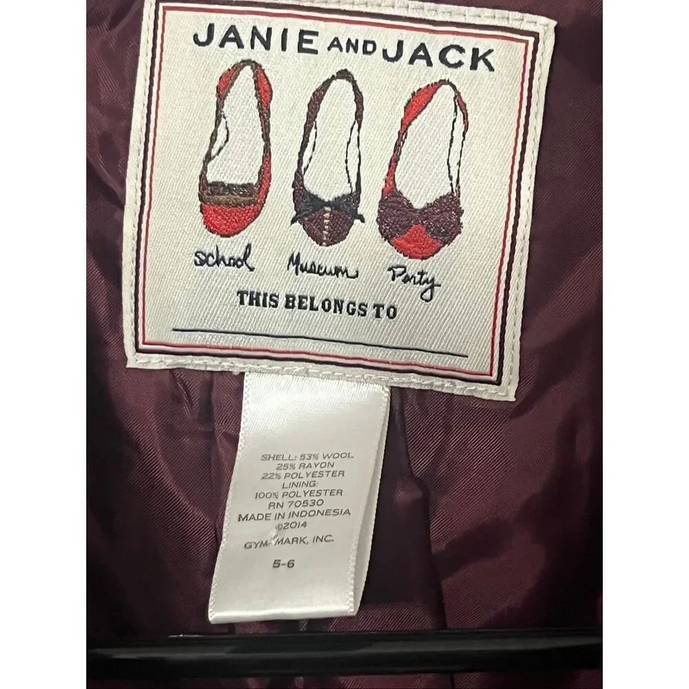 Janie and Jack girls wool blend tweed winter coat sz 5-6